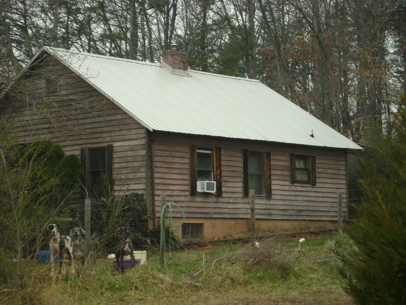 White metal roof on an old wood sided farmhouse, from a Metal Roof Installation job in Vero Beach